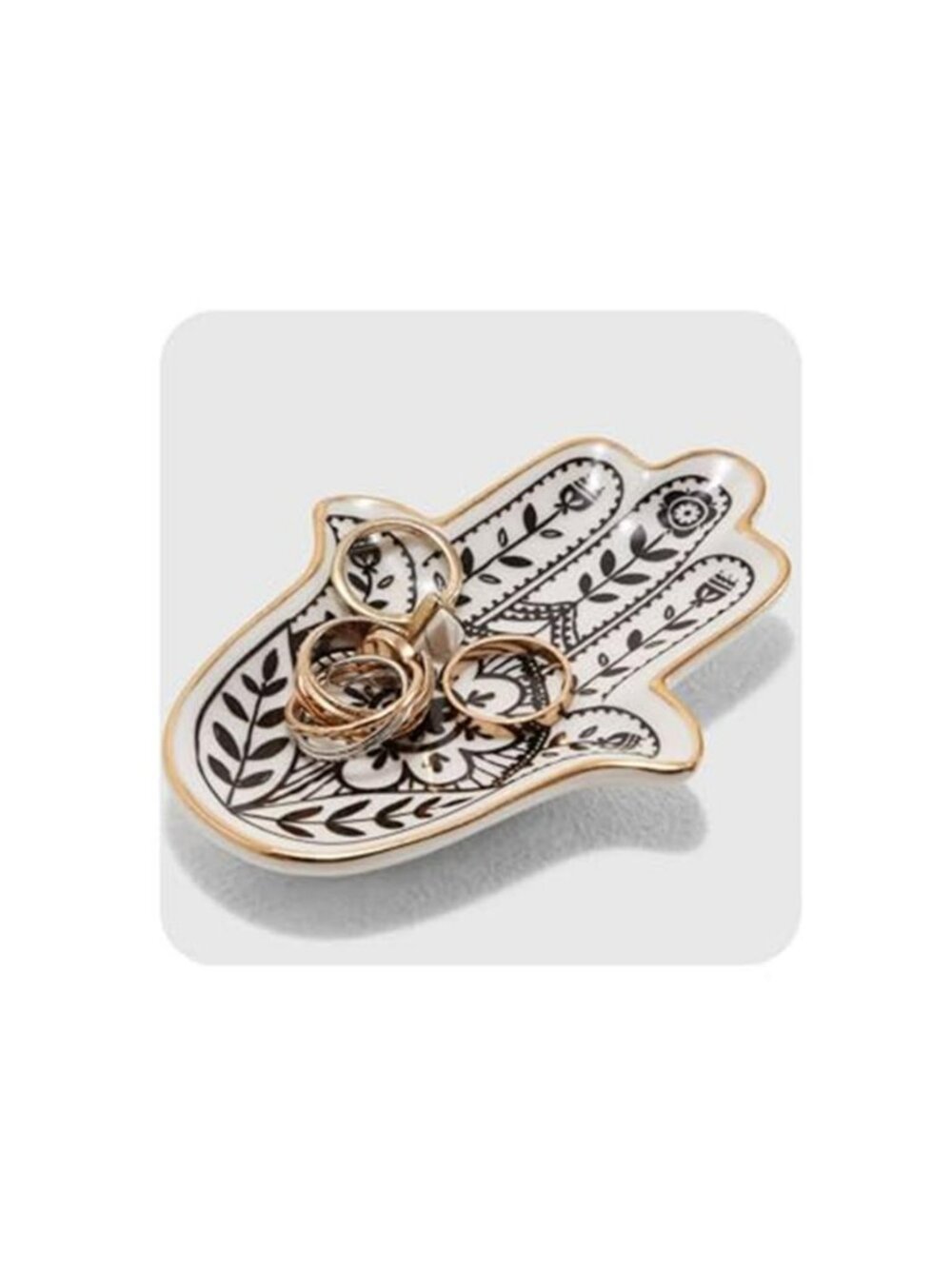 Jewelry Trinket Ring Dish Ceramic Hamsa Evil Eye Hand of Fatima Holder Key